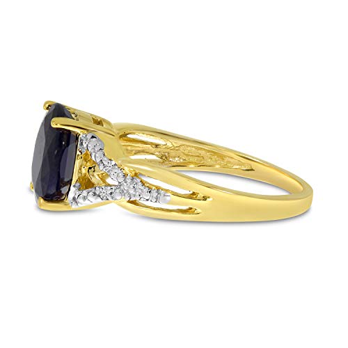 Direct-Jewelry 14K Yellow Gold Oval Sapphire And Diamond Ring (Size 9) #TOP4