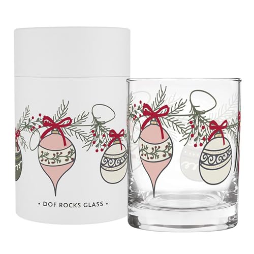 Double Old Fashioned Whiskey Rocks Glass with Gift Box, Ornaments