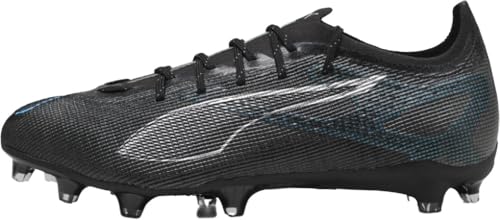 PUMA Men's Ultra 5 Pro Firm, Artificial Ground Soccer Cleats Sneaker, Black Silver-Bright Aqua, 10