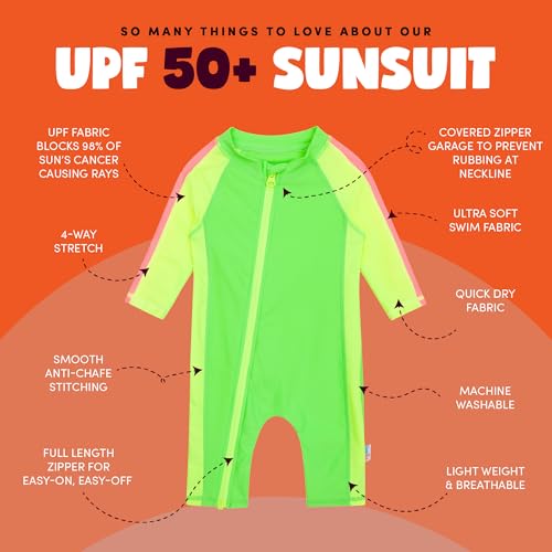 Image of SwimZip UPF50+ Boys Swim Shirt, Long Sleeve One Piece Kids Sunsuit