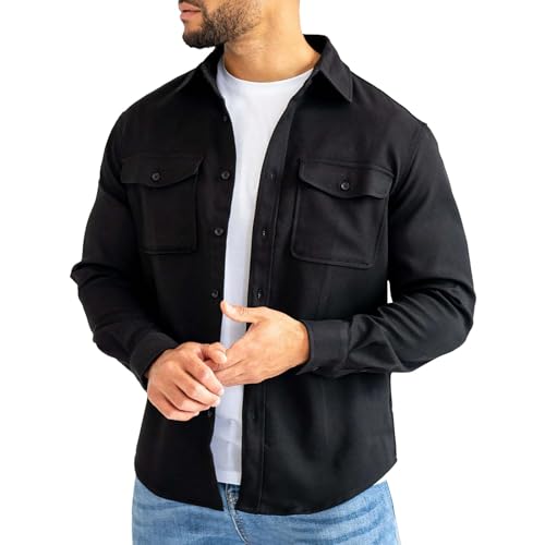 Veste chemise pour homme en coton uni épais de qualité supérieure