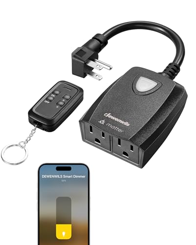 DEWENWILS Wi-Fi Matter Smart Dimmer Plug, Remote Control, 2 Grounded