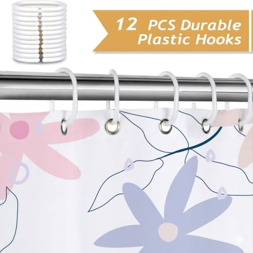 Rideau de douche 90x180 cm polyester blanc imperméable avec crochets - 5