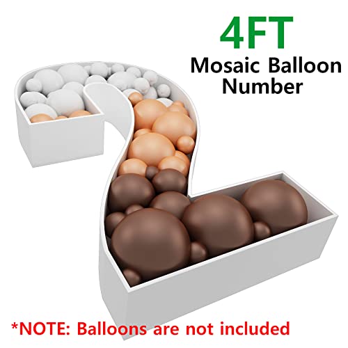 JoyBox Design 4ft Mosaic Balloon Frame Number 2 Light Up Marquee Pre-Cut Kit Number Cut-Out Extra Large Foam Board Backdrop Birthday Baby Party Anniversary… - Thumbnail 7