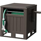 Flamaker Heavy-Duty Garden Hose Reel Hideaway, Resin Hose Storage Cabinet...