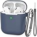 AhaStyle Upgrade AirPods Case Silicon Protective Cover [Front LED Visible] Compatible with Apple AirPods 2 and 1（Navy Blue）