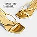 DREAM PAIRS Women's Low Kitten Heels Strappy Design with Lace Up Open Square Toe Thong Ankle Strap Shoes Fashionable Sexy Sylvestra Heeled Sandals for Dressy Occasions,Size 7.5,Gold,DWUMHS2560