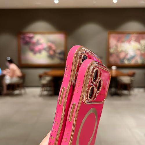 Coque de téléphone plaquée de luxe pour iPhone 15 Pro Max rose girly