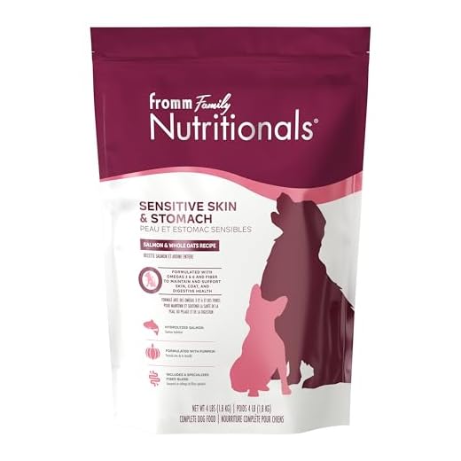 Fromm Family Nutritionals Sensitive Skin & Stomach Dry Dog Food - Salmon & Whole Oats Recipe - Supports Skin, Coat, & Digestive Health - Contains Omegas & Pumpkin - 4 lb