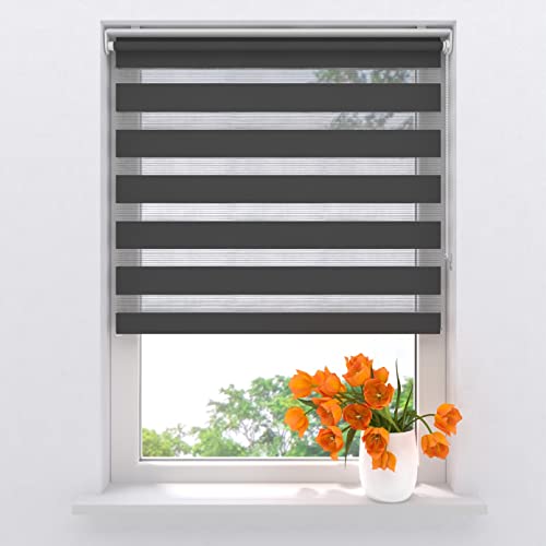 DTCH® Doppelrollo klemmfix ohne Bohren 110 x 150 cm (BxH) Grau lichtdurchlässig, fensterrollo innen ohne Bohren, rollos für Fenster, Rollo 110 cm breit, Duo Rollo, klemmrollo, klemmfix-doppelrollo