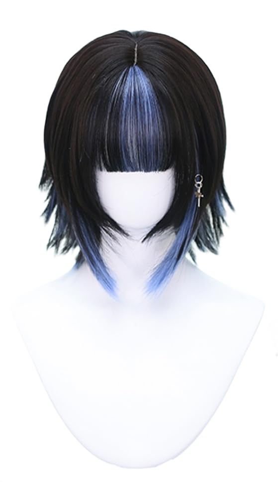 Black and Red Ombre Lolita Girls Wig Short Bob Hair with Bangs Japanese Natural Hair High Temperature Silk Wig