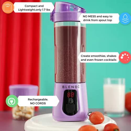 Blendi Pro Plus Cordless Portable 17.5 Oz Rechargeable Blender - Crush Ice, Slash Fruit, Blend Sports Powders Anywhere 6 Stainless Steel Blades Powdered By 120W - Use In Kitchen, Gym, Camping, Tailgating (17.5Oz, Purple) #TOP3