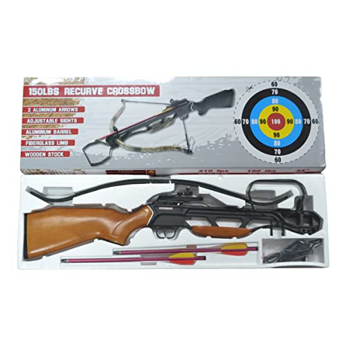 Last Punch 150 Lbs Wood Crossbow with 2 Arrows Hunting Cross Bow - Thumbnail 2