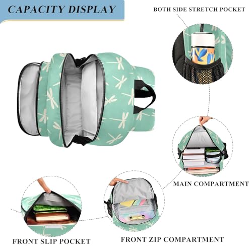 girls backpack purses for kids 8-12: large capacity book bags for book bags for teenage girls boys in assorted colors - Oliver Jeffers Style Dragonfly Marshmallow Jade4