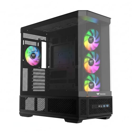 Image of Thermaltake View 370 TG ARGB Mid Tower; 1x360mm & 1x120 ARGB PWM Fans Included; 360mm Rad Support; 420mm GPU Clearance; Hidden Connector Support (ATX /mATX); Vertical GPU Support;Black;CA-11N-00M1WN-00