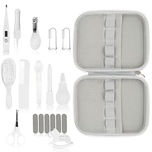 19 in 1 Baby Grooming Kit,Newborn Nursery Health Care Set Include Hair Brush Comb Finger Toothbrush,Nail Clippers,etc…