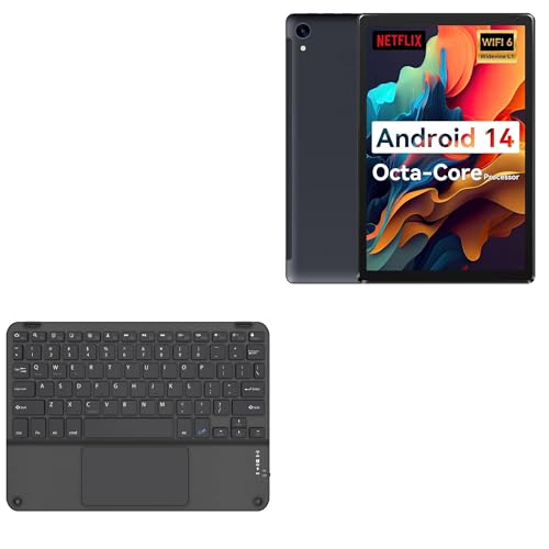 BoxWave Keyboard Compatible with Urao Android Tablet (10.1 in) - SlimKeys Bluetooth Keyboard with Trackpad, Portable Slim TouchPad - Jet Black