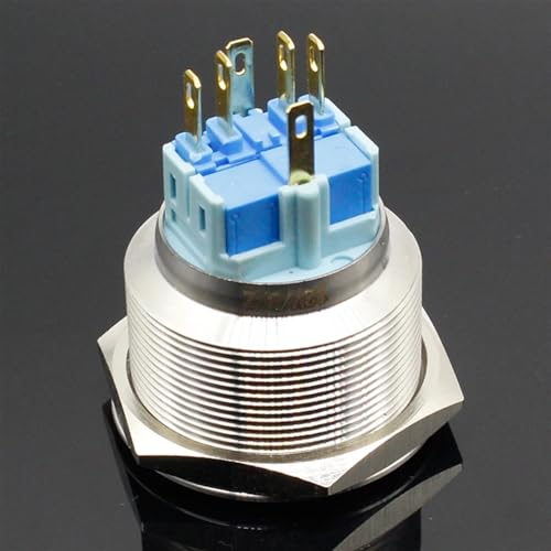 Interruptor de botón momentáneo de 30mm DPST 12V con luz LED amarilla para panel industrial 4