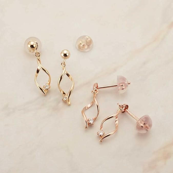 Amazon | 【WISP】ウィスプ K10ピンクゴールドピアス ダイヤモンド