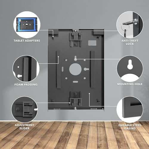 Image of Mount-It! Anti-Theft iPad Kiosk Wall Mount, Lockable Low-Profile, Black