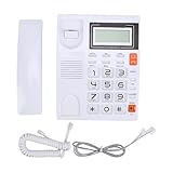 Fockety Schnurgebundenes Telefon, Schnurgebundenes Festnetztelefon mit Digitalem Anrufbeantworter und Anrufer ID Anzeige von Datum und Uhrzeit, Flash Wahlwiederholung, (White)
