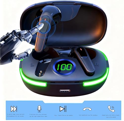 Image of Wireless Earbuds Bluetooth Headphones 50H Playback Touch Control Noise Cancellation LED Power Display Charging Case IPX7 Waterproof Earphones with Mic Headset Gym Work