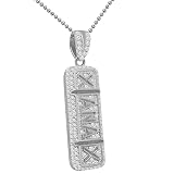 USDIAMONDKING Real Genuine Sterling Silver 1.25 Cwt. Simulated Diamond 14k Gold Finish PILL XANAX RX Medicine Charm Prescription Drugs Men's Pendant Chain (White Gold Finish)