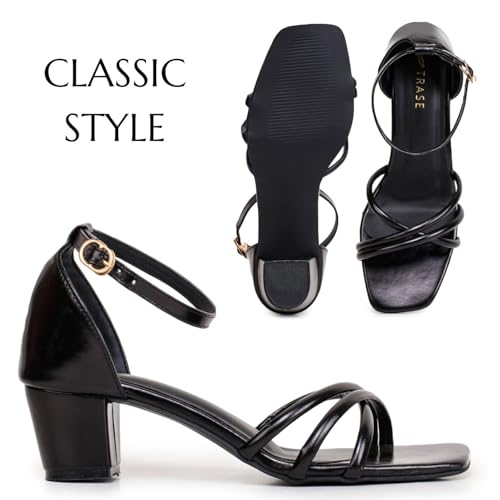 Image of TRASE Stylish And Fancy Block Heels With Adjustable Buckle For Women And Girls - Women Footwear - Heel Sandals For Girls