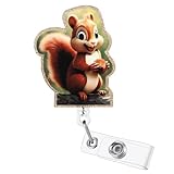Cute Squirrel Badge Reel, Retractable ID Card Badge Holder, Name Tag Work Badge Clip for RN LPN CNA MA Night Shift Nurse Nursing Student OB/GYN Pediatric Doctor, Librarian Nurse Teacher Doctor Gifts
