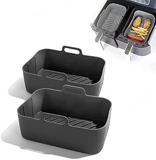 2 PCS Air Fryer Silicone Pot Compatible with NINJA AF400UK /AF300UK Accessories or Other Type Specification,with Handle Air Fryer Silicone Liners for Air Fryer,Oven,Microwave,Reusable Soft Silicone