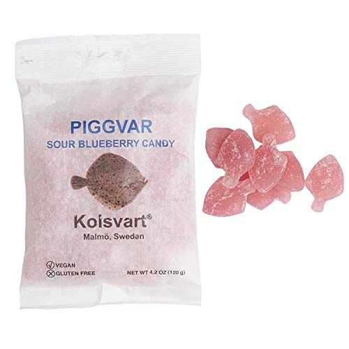 Kolsvart Swedish Gummy Fish & Licorice Candy | Vegan & Gluten Free | 4.2 Oz | Pack Of 5 | Sour Blueberry #TOP6