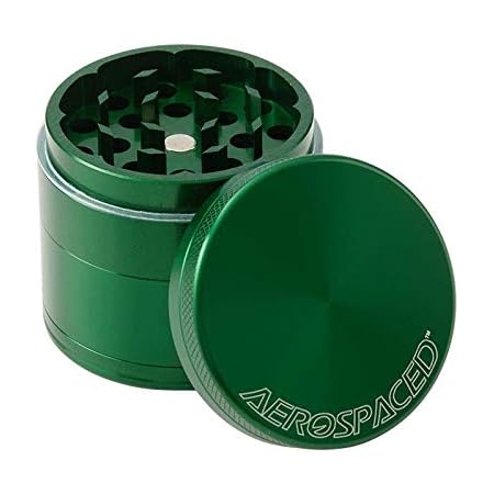Amazon Com Higher Standards X Aerospaced 4 Piece Metal Herb Grinder With A Pollen Catcher 2 50mm Green Kitchen Dining