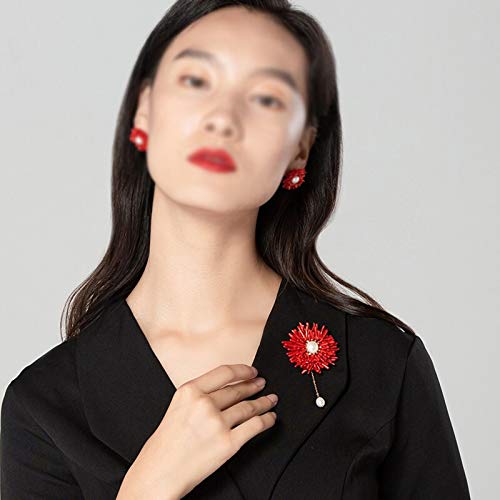 Broche perle rouge cadeau d'anniversaire idéal pour femmes