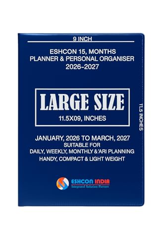 15 Months [2026-2027] LRG PVC Daily Weekly Monthly Yearly Planner...