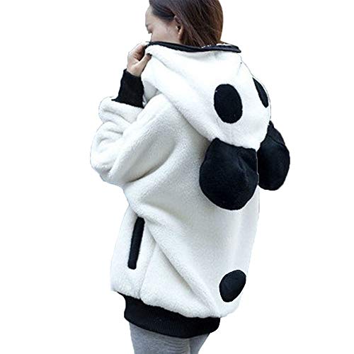 Women's Rabbit Hoodie Long Sleeve Sweatshirt Solid Color Pullover Cute Tops Junior Girls With Ear Shirts (White, X-Large, X_L) #TOP8