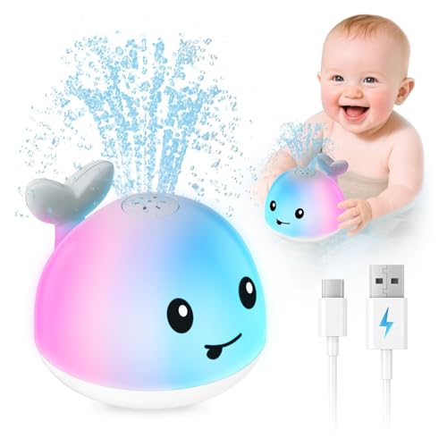 Baby Bath Toys for Kids Ages 1-3 & Babies 6-12 Months Light Up Whale Sprinkler Summer Water Pool Toys for Infant Toddlers 1 2 3 Year Old Boys Girls Birthday Gifts Newborn Essentials