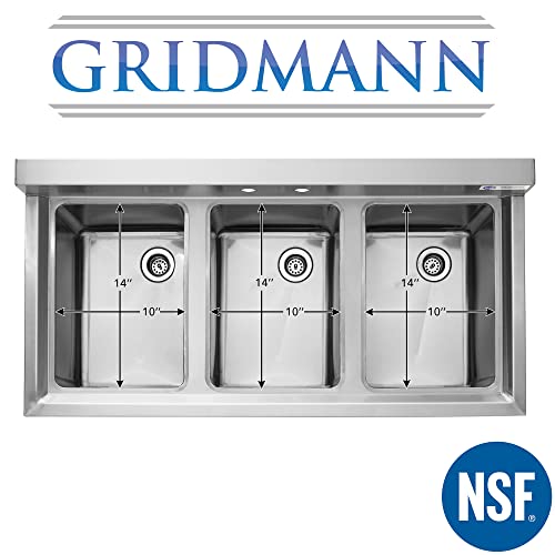 Gridmann GR1410-3-0 Compartment Stainless Steel Bar Sink thumb #2