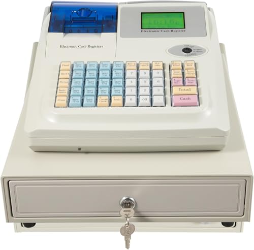 Caja Registradora Tpv De 48 Teclas con 4 Bandejas para Billetes Y 5 para Monedas, Impresora Térmica De Carga Rápida – Ideal para Pequeños Negocios, Tiendas Minoristas Y Restaurantes – Diseño