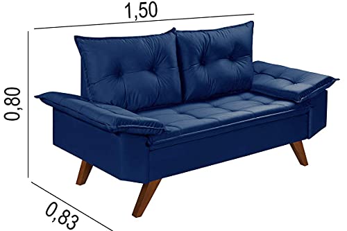 Conjunto Sofá Bariloche 3 e 2 Lugares Essencial Estofados (Azul Marinho)