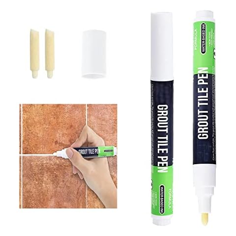 LUCTHY 2PCS Tile Grout Pen White, Tile Paint Marker Grouting Repair Pen Restorer Marker for Wall Lines Floor Tile Cover