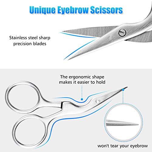 Eyebrow Scissors,Hizek 3 in 1 Eyebrow Kit,Professional Eyebrow Grooming kit Including Eyebrow Brush,Stainless Steel Sharp Brow Scissors,Nose Hair Scissors,and Storage Bag