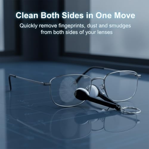 Portable Cleaning Tongs for Eyeglasses, Mini Glasses Cleaner with Keychain, Soft Brush Cleaning Clip for Sunglasses, Compact Travel Lens Cleaners, Anti-Scratch Microfiber Tips(7pcs)
