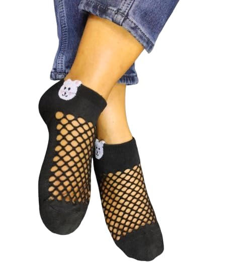 sting bee Ankle Length Cotton Net Socks For Women,Girls, Net Socks for Women Stylish, Multicolor, Free Size, Pack of 4-picture-2