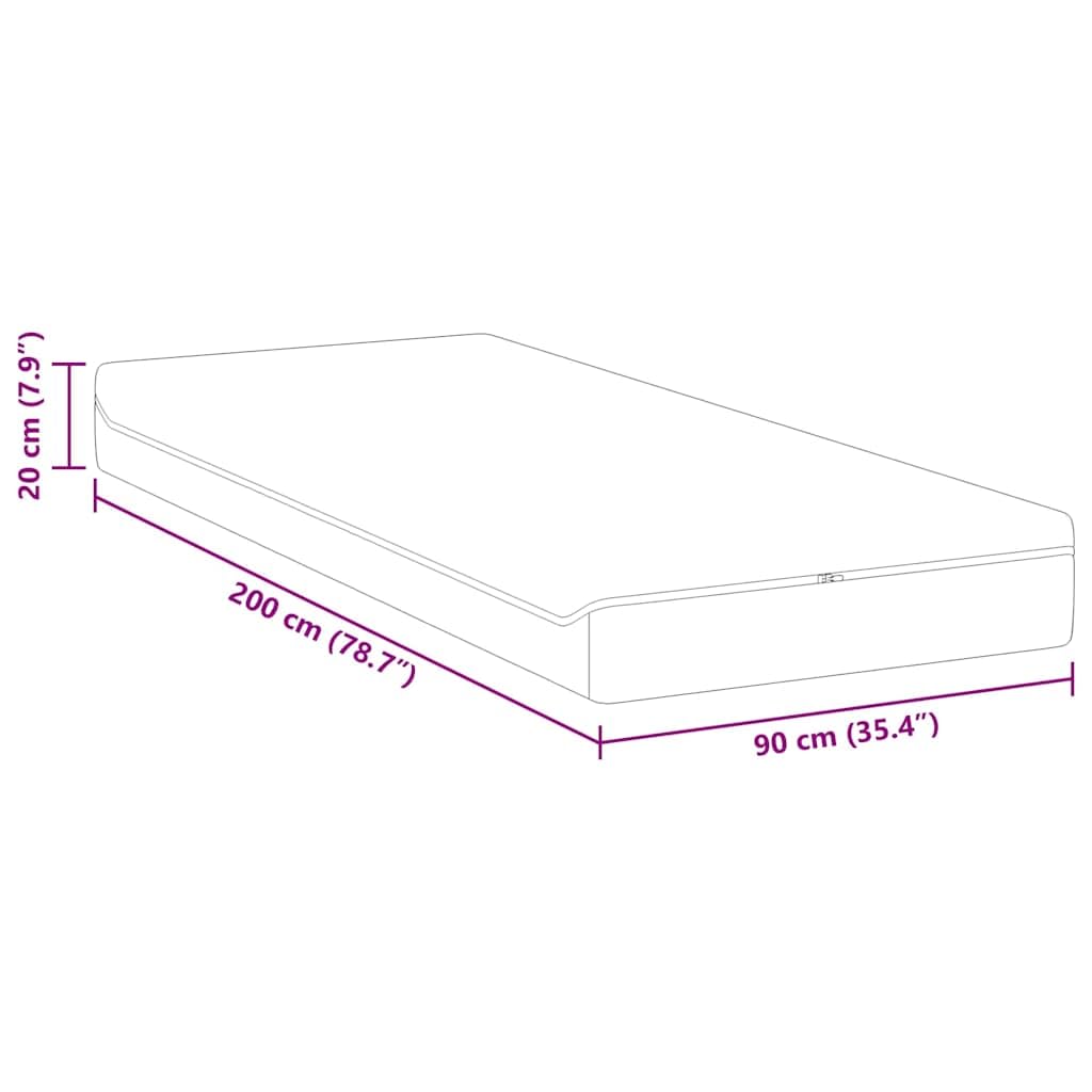 Materac ze sprężynami kieszeniowymi, biały, szary, 90 x 200 cm, żakardowy materiał 7-strefowy, oddychający, ergonomiczny, dwustronny, idealny do łóżka kontynentalnego, stelaża z łóżka