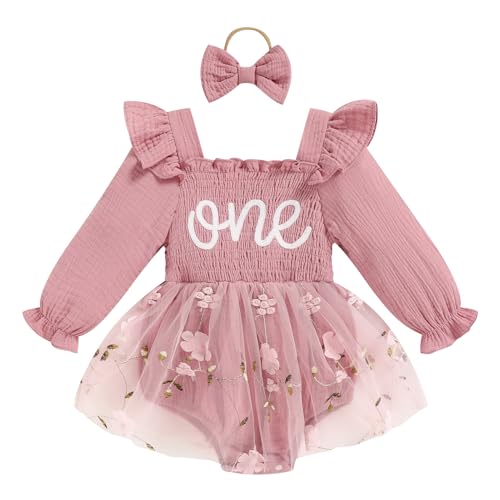 TITKKOP Rose Pink Long-Sleeve Tulle Romper