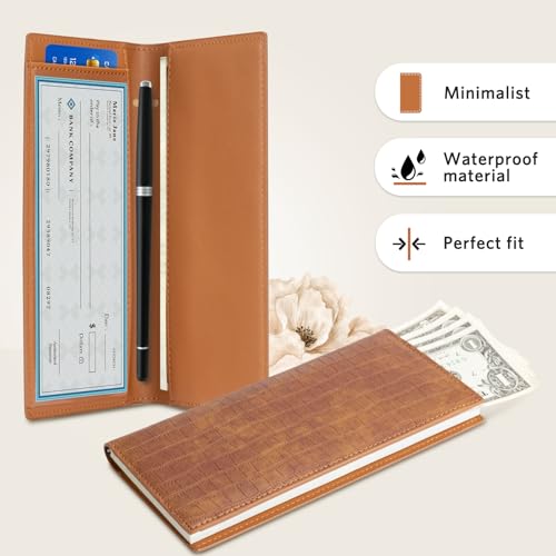 Image of CoBak Checkbook Cover for Women & Men - PU Leather Case with RFID Blocking | Classic Design Check Book Holder for Personal and Business