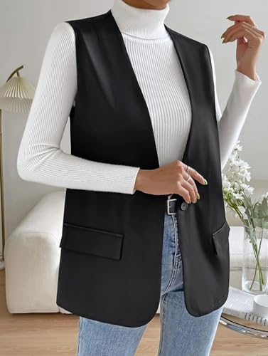 Women’s Button Front Sleeveless Vest Casual Layering Loose Fit Summer Top for Everyday Wear - Main Image