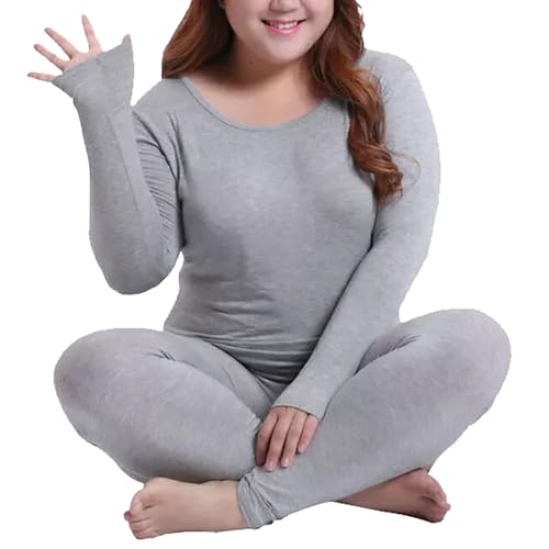 Ropa interior térmica para mujer tallas grandes | Ropa interior térmica para mujer de tallas grandes, ropa interior de esquí, suave y cómoda, camiseta térmica, pantalón térmico con forro polar, ropa - imagen 4