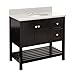 Signature Hardware 953317-36-UM-8 Olsen 36" Single Vanity Set with Wood Cabinet, Stone Vanity Top, and Oval Undermount Porcelain Sink - 8" Faucet Holes