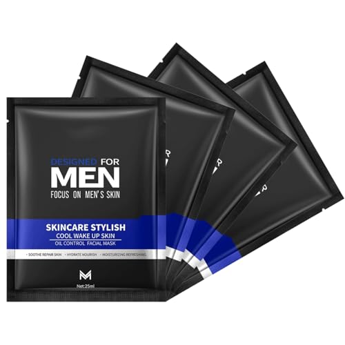 4PCS Mens Face Mask Set Mens Facial Care Kit Mens Hydrating Moisturizing Refreshing & Oil Control Face Masks for All Skin Types Daily Skincare for Men Face Masks Skincare Gifts for Men